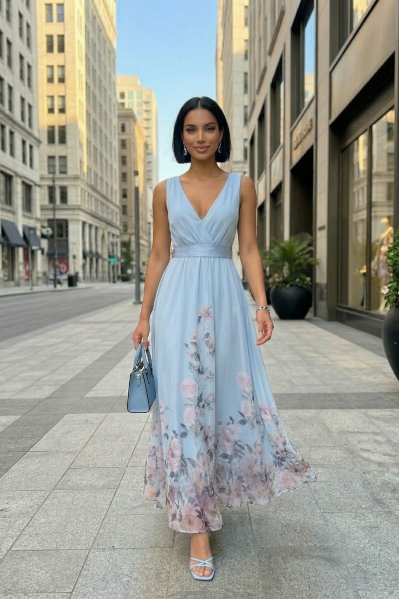 Azure Floral Grace Dress