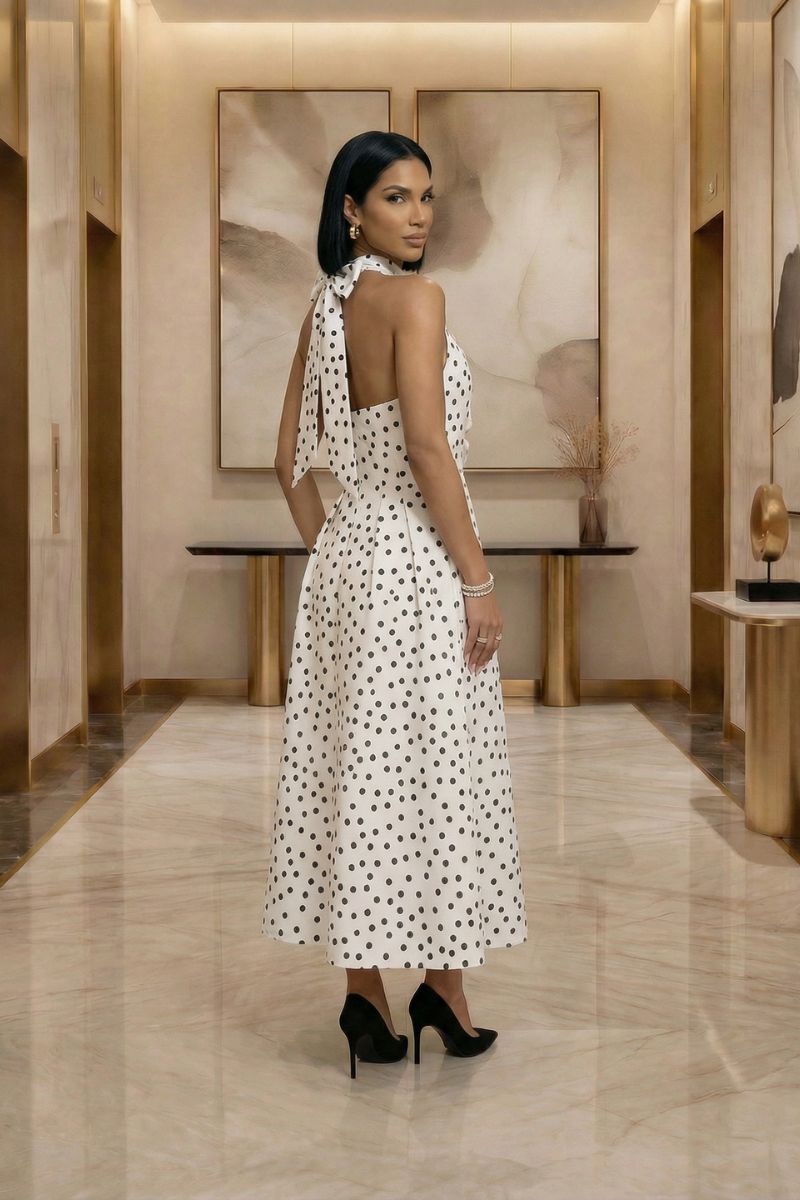 High Neck Polka Dress