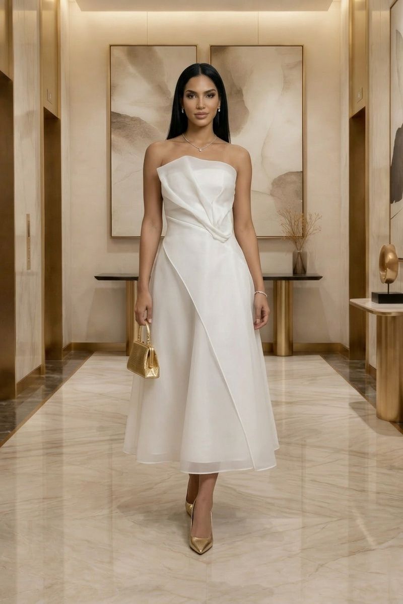 Strapless High-Waisted Dress